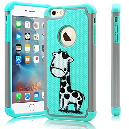 iPhone 6s Case, iPhone 6 case, Milocos [Silicone Series] Shock Absorbing Hybrid Best Impact Defender Rugged Slim Plastic Outer and Rubber Silicone Inner for iPhone 6 and 6s (4.7 inch) (Baby Giraffe)