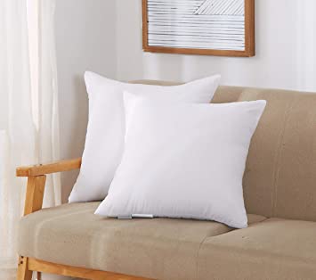 Acanva Decorative Throw Pillow Insert, Soft Hypoallergenic Cushion Form Euro Sham, 18" - Set of 2, White