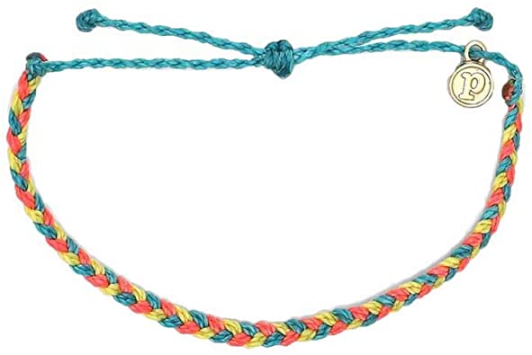 Pura Vida Mini Braided Bracelet - Plated Charm, Adjustable Band