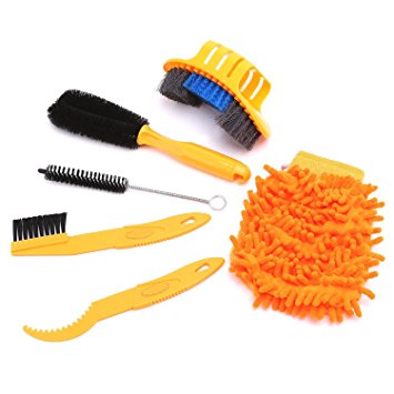 VSTM 6pcs/lot Bicycle Chain Cleaner Cycling Clean Tire Brushes Tool Kits Set Mountain Road Bike Cleaning Gloves Accessories