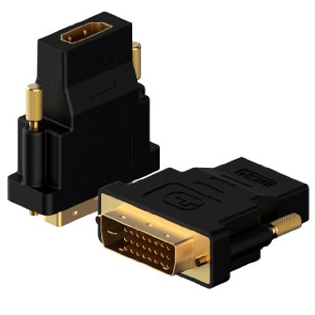 DVI to HDMI, Rankie 2 Pack Gold-Plated DVI to HDTV HDMI Male to Female Adapter Converter - R1190