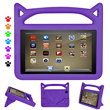 F i r e 8 Tablet Case Kids- Auorld Light Weight Shock Proof Handle Kid-Proof Cover Kids Case for All-New F i r e HD 8 Tablet(Compatible with 8th/7th/6th Generation) (Purple)