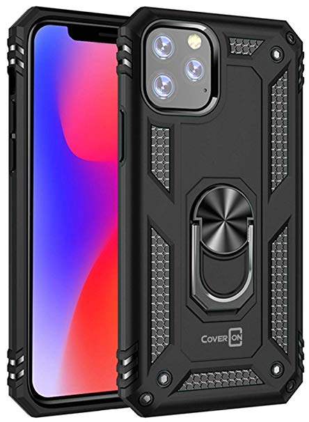 CoverON Metal Ring Holder Kickstand Resistor Series for iPhone 11 Pro Case (2019), Black