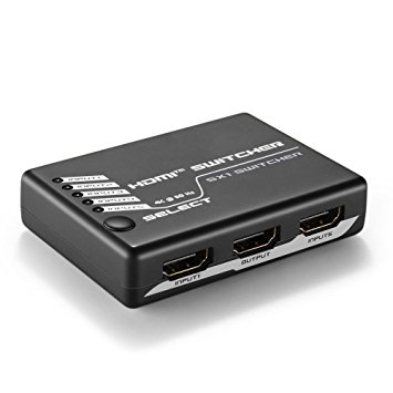 TNP 5 Port HDMI Switch Selector Box Supports 4K 60Hz, HDR, HDCP 2.2, Ultra HD UHD 4Kx2K @ 60Hz / 30Hz, 1080P, 3D, High-Speed HDMI Video Audio with Remote Control, Manual / Automatic Switching Hub