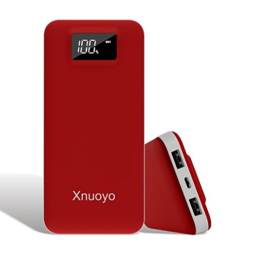 Xnuoyo 20000mAh Lightning Input Portable Power Bank Charger External Battery Pack With LED Display (Red)