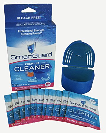 SmartGuard PREMIUM CLEANER and CLEANING CASE for Clear Braces, Retainer, Dental Oral Night Guard, Mouthguard, Denture, Partial, Invisalign Cleanser, Snore appliance, TMJ Sleep Splint. 100% Guarantee!