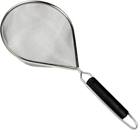 Chef Craft Stainless Steel Black Handle Mesh Strainer, 7", Silver