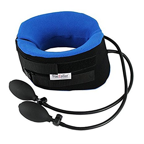 TracCollar - By BODYSPORT - Inflatable Neck Traction Device - Cervical Collar For Neck Pain Relief - 2 Hand Pumps For Customizable Treatment - Release Pressure For Neck Pain Relief - Medium/Large