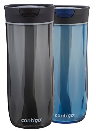 Contigo SnapSeal Double-Wall Plastic Travel Mug, 16-Ounce, 2-Pack