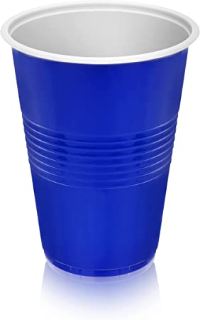 True Blue Party Cups, Disposable Cups, Drink Cups for Cocktails and Beer, 16 Ounce Capacity, Plastic, Blue, Set of 24