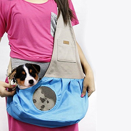 Pet Sling Carrier, PYRUS Dog Sling Bag Shoulder Carry Bag with Extra Pocket for Cat Dog Puppy Kitty Rabbit Small Animals