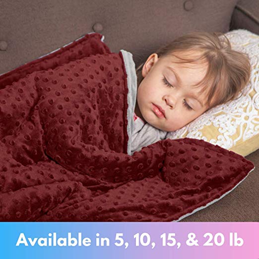 Roore 5 lb Weighted Blanket for Kids I 36"x48" I Weighted Blanket with Plush Minky Red Removable Cover I Weighted with Premium Glass Beads I Perfect for Children from 40 to 60 lb