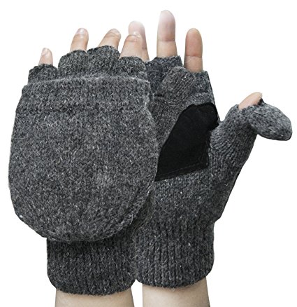 Loritta Warm Wool Knitted Gloves Convertible Fingerless Gloves With Mitten Cover