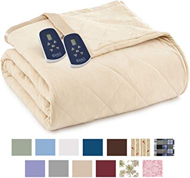 Thermee Micro Flannel Electric Blanket, Khaki, Queen