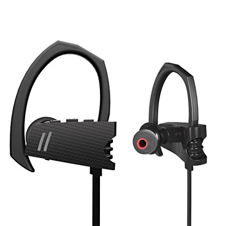 Bluetooth Headphones, Wireless Headset V4.1 Heavy Bass Stereo Heavy Bass In Ear Earbuds Noise Isolating Waterproof Sports Earphones with Mic - (Black)