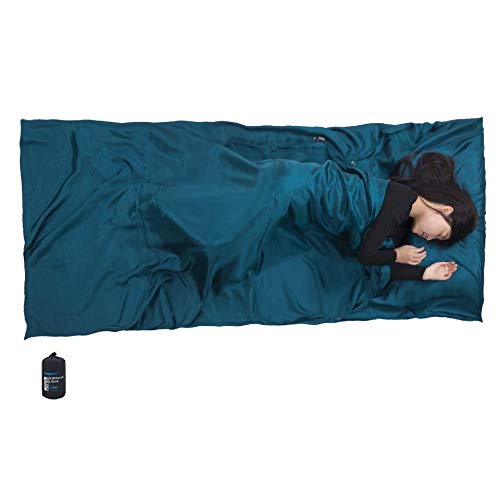 Browint Silk Sleeping Bag Liner, Silk Sleep Sack, Extra Wide 87"x43", Lightweight Travel and Camping Sheet for Hotels, More Colors for Option, Reinforced Gussets