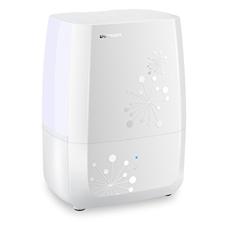 URPOWER Humidifiers, 4L Whisper-quiet Operation Ultrasonic Cool Mist Humidifier Waterless Auto Shut-off Air Humidifier with Adjustable Mist Mode Sleep Mode Humidifiers for Bedroom Babyroom Office