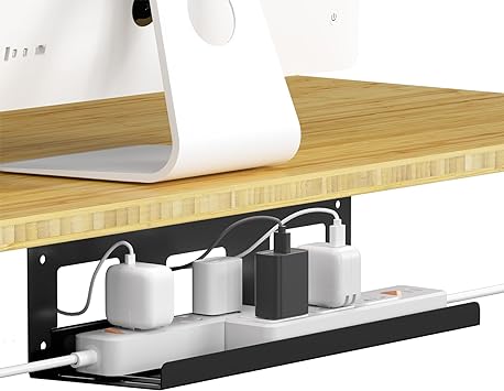 FLEXISPOT Cable Management Under Desk Cable Tray Metal Raceway Wires Cable Tidy Organizer Office Home Computer Cable Management Use for Standing Desk（Black）