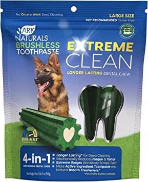 Ark Naturals Extreme Clean Brushless Toothpaste, Longer Lasting Dog Dental Chew for Large Breeds, Freshens Breath, Helps Reduce Plaque and Tartar, 18oz, 1 Pack