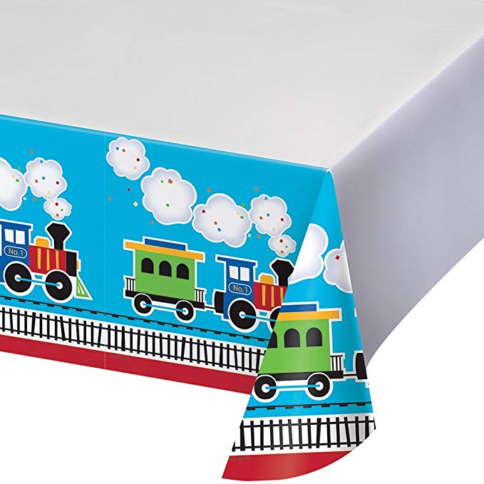 Creative Converting Border Print Plastic Tablecover, All Aboard - 324350