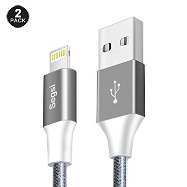 Lightning Cable,[2-Pack] Segsi 8 Pin 4ft Lightning to USB Cable with TPE Braided Jacket Charging Cable for iPhone 7/7 Plus/6S/6S Plus/6/6S Plus/5/5S/5C/SE,iPad Air/mini,iPod Nano 7 (Black)