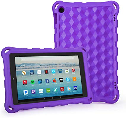 Kid-Proof Case for Amazon Fire HD 10 Tablet - Auorld Anti Slip Shockproof Light Weight Kids Friendly Protective Case for Fire HD 10 Tablet (Compatible with 2015&2017 Release)-Purple