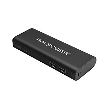 Portable Charger RAVPower 10400mAh Power Bank External Battery Pack with iSmart Technology (3.5A Output, Dual USB) - Black