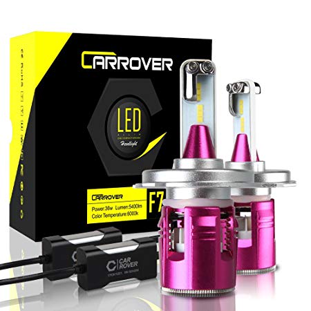 CAR ROVER H4 LED Headlight Bulb, 72W 10800Lumens Extremely Bright 9003 HB2 LED Conversion Kit, Xenon White 6000K, 2 Year Warranty