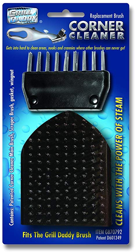 Grill Daddy Corner Cleaner Replacement Head Brush — Additional Brush Head for Grill Daddy Original — Stainsless Bristles — Safe for Steel Iron or Porcelain —Best to Clean the Hard-to-Reach Corners— FDA approved materials