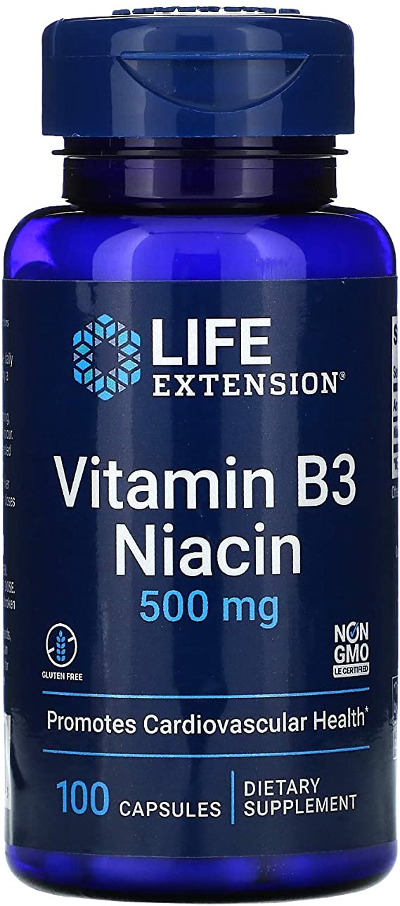 Life Extension Vitamin B3 Niacin, 100 caps 500 MG