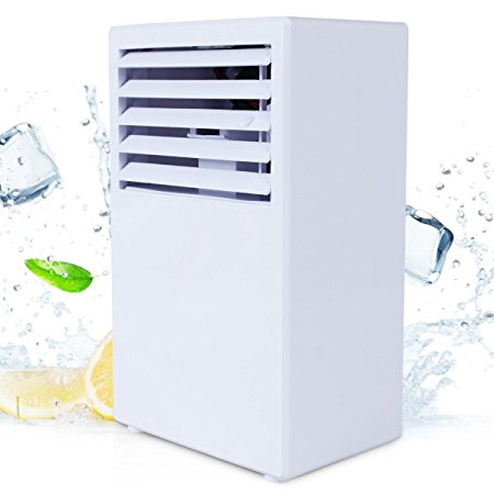 Personal Space Cooler,Vshow Personal Air Conditioner Portable Evaporative Cooler with Fan & Humidifier,Bladeless Misting Desk Table Electric Fan Quiet for Office, Dorm, Nightstand - White