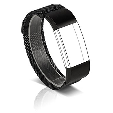 For Fitbit Charge 2 Band, Wearlizer Milanese Loop Smart Watch Replacement Strap Stainless Steel Bracelet Fitness Wristband for Fitbit Charge 2 - Black Small