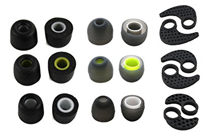 Zotech Accessory Pack for JayBird BlueBuds X, X2 & X3 Bluetooth Sport Headphones (3 Pair Memory Foam, 3 Pair SILICONE EAR FINS & 3 Pair Silicone Rubber Replacement Earbuds, Ear Tips)