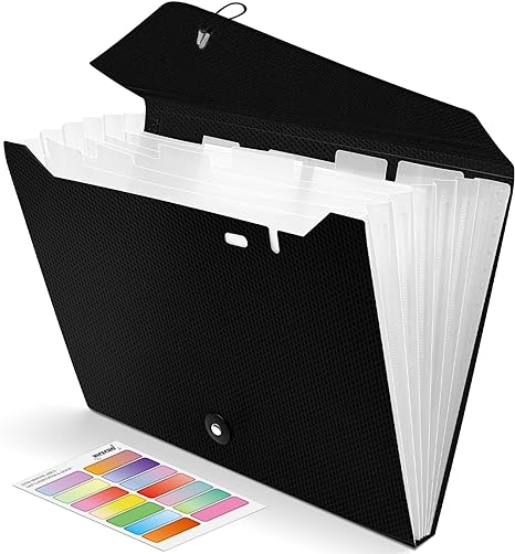 Nicecho Expanding File Folder, 7 Pockets Accordion File Organizer, A4 Letter Size Paper Document Receipt Organizer Accordian Filing Folder for Classroom, Home, Office and Travel
