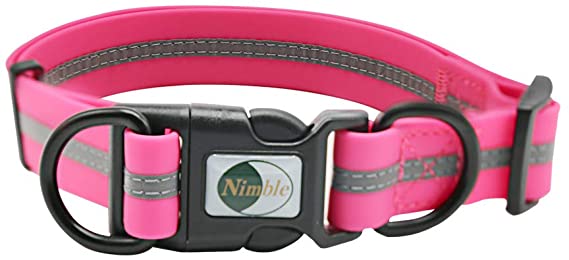 NIMBLE Dog Collar Waterproof Pet Collars Anti-Odor Durable Adjustable PVC & Polyester Soft with Reflective Cloth Stripe Basic Dog Collars S/M/L Sizes