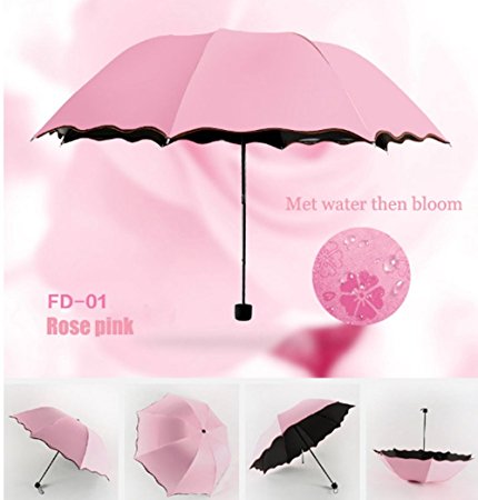 Colorful Life Travel Umbrellas for Women,Sun Umbrellas for Women,Compact Umbrellas for Rain and Wind with Met Water Begin Bloom and One Handed Operation.