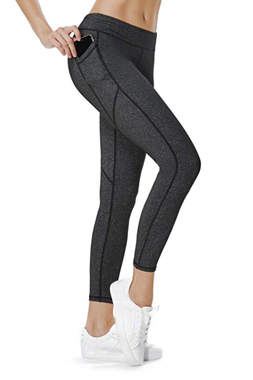 THE GYM PEOPLE Compression Yoga Leggings for Women, Heart Shape Workout Yoga Pants with Pocket Super Power Flex Fabric