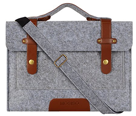 MOSISO Felt Laptop Shoulder Bag for 15-15.6 Inch 2017 / 2016 New MacBook Pro with Touch Bar (A1707), MacBook Pro, Notebook Computer, Compatible with 14 Inch Notebook Ultrabook, Gray