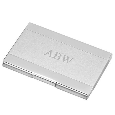 Executive Gift Shoppe | Personalized Business Card Holder | Free Customizable Laser Engraving | Holds Up to 15 Cards | Professional Two Tone Satin Finish | Polished Silver Chrome