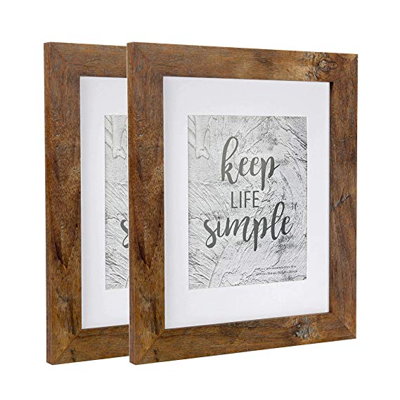 Home&Me 8x10 Picture Frame Rotten Brown 2 Pack - Made to Display Pictures 5x7 with Mat or 8x10 Without Mat - Wide Molding - Wall Mounting Material Included
