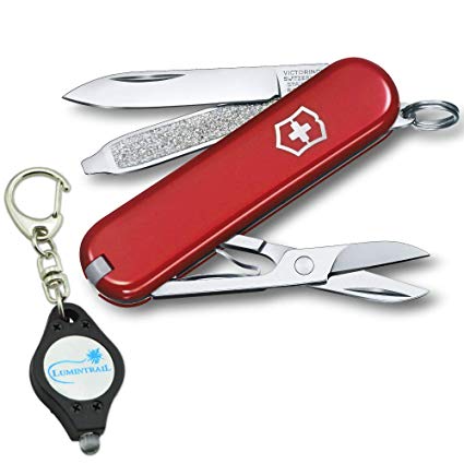 Victorinox Swiss Army Classic SD Folding Pocket Knife with Lumintrail Keychain Light