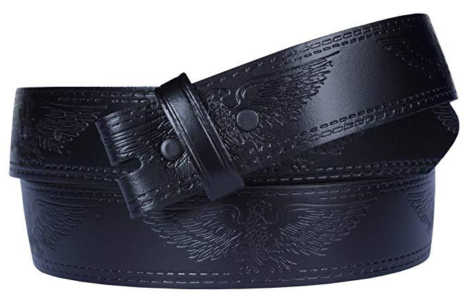 Western Embossed Belt for Buckles 100% Top Grain One Piece Leather, Made in USA