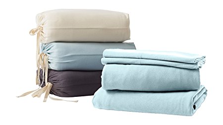 Organic Cotton Sheets Sets By Whisper Organics - GOTS Certified Organic - Ethically Made - 300 Thread Count, Sateen (King, Ocean Blue)