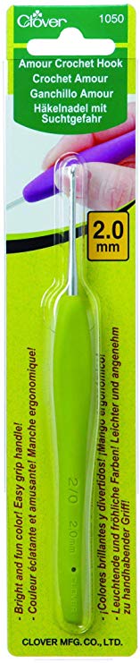 Clover Amour Crochet Hook: 2.0mm, Metal, 2mm