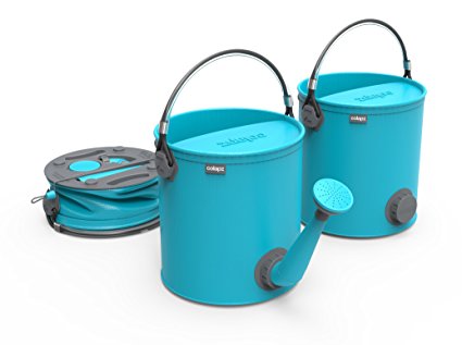 COLOURWAVE Collapsible 2-in-1 Watering Can/Bucket, 7-Liter, Aqua Blue