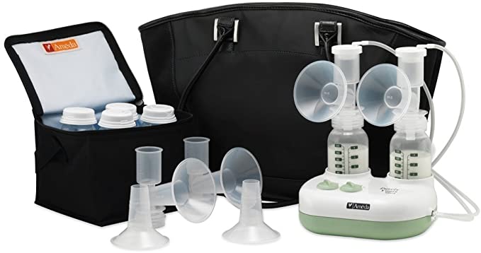 Ameda Purely Yours Ultra Double Electric Breast Pump Kit, Custom Control, CustomFit Flanges with Cool' N Carry travel Dottie tote bags - Canadian Edition (BPA/DEHP - Free)