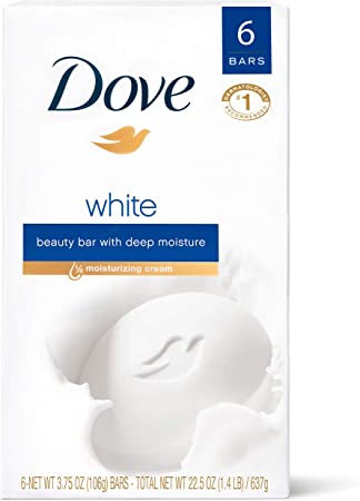 Dove White Moisturizing Cream Beauty Bar Soap for Unisex, 6 Count, 4 Ounce