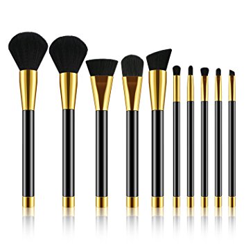 BESTOPE Makeup Brush Set Foundation Powder Brush Blending Blush Eyeliner Face Makeup Brushes - Rose Gold (10 Pieces)