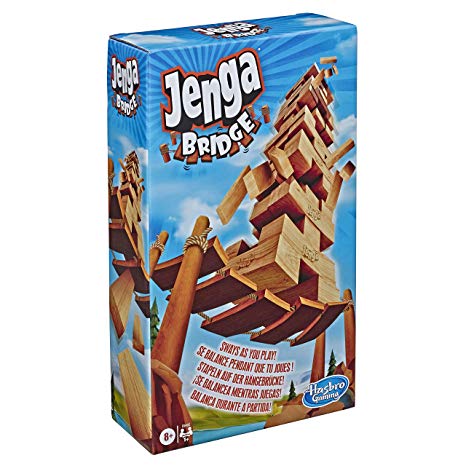 Hasbro Gaming Jenga Bridge Wooden Block Stacking Tumbling Tower Game for Kids Ages 8 & Up, 1 or More Players