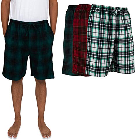 ANDREW SCOTT Men's 3 Pack Light Weight Cotton Flannel Soft Fleece Brush Woven Pajama/Lounge Sleep Shorts